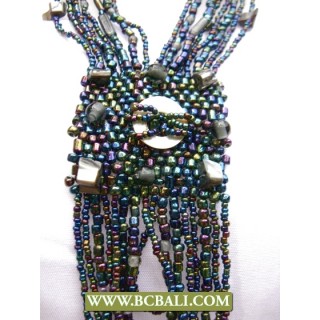 Layer Beads Glass Pendant Necklace Fashion